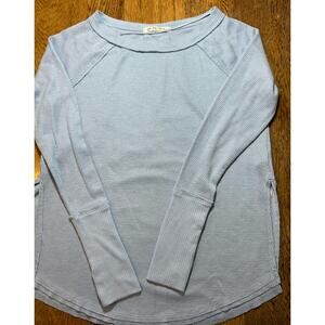 Free People We The Free Light Blue Arden Thermal Tee Sz S Oversized Retail $58